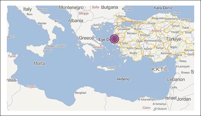 Ege Denizi'nde 4.9 büyüklüğünde deprem meydana geldi.