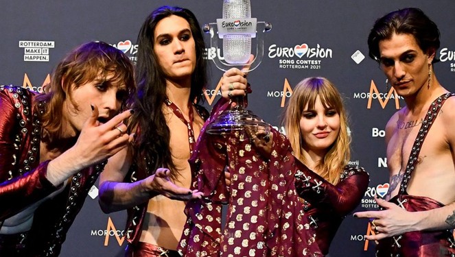 Eurovision Şarkı Yarışması'nı kazanan İtalyan Måneskin grubu.